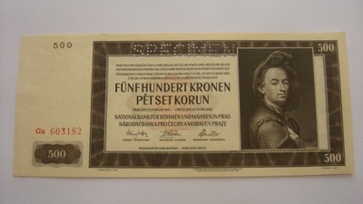 Banknot Protektorat Czech i Moraw 500 koron 1942 - WZÓR SPECIMEN