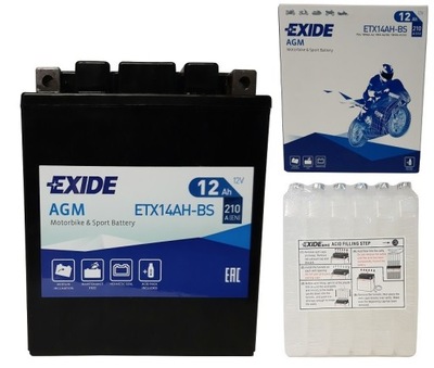 AKUMULIATORIUS MOTOCIKLINIS EXIDE ETX14AH-BS/YTX14AH-BS 12V 12AH 210A 