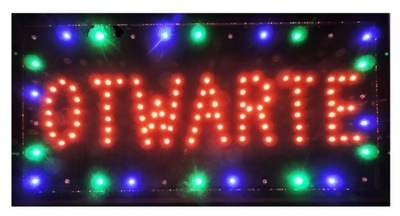 SZYLD TABLICA ŚWIETLNA NEON LED REKLAMA OTWARTE