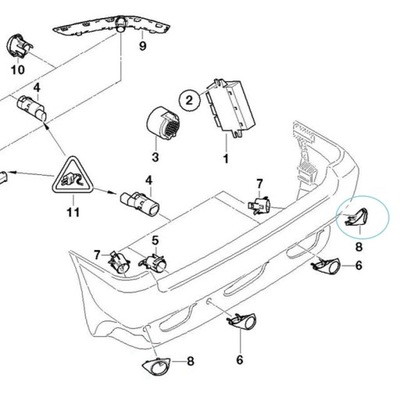 PARA BMW X5 E53 00-2006 REAR SENSORES DE APARCAMIENTO PARKING SENSOR OUTER COVER TRIM 8268~59562  