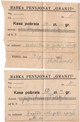 Rabka Pensjonat Granit rachuek z 1936