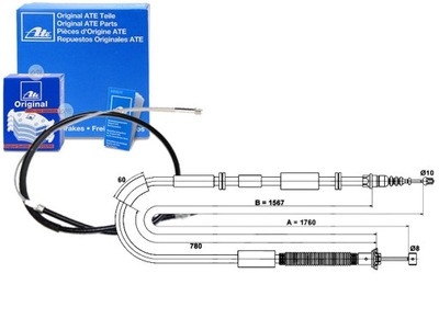 ATE CABLE FRENOS DE MANO PARTE TRASERA P (1760MM) CHRYSLER  