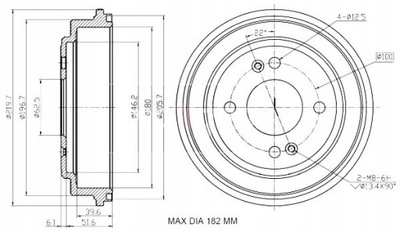 Гальмівні барабани ham. 2szt hyundai t. getz maxgear фото №1