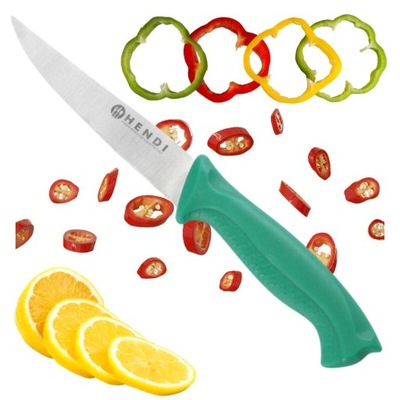 Nóż do warzyw i owoców ząbkowany HACCP zielony