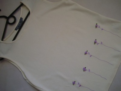 KREMOWA bluzka top hafty kwiatowe AMARANTO r.44