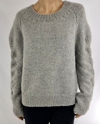 Szary Sweter Wełna 42 XL