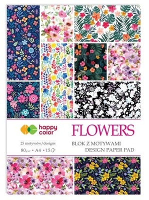 Blok z motywami Flowers A4/15K 80g HAPPY COLOR