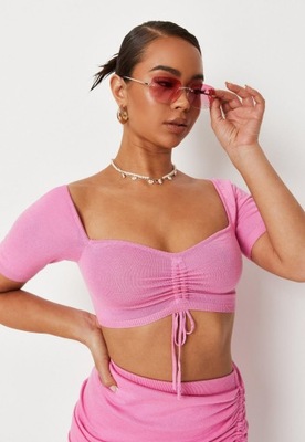 MISSGUIDED DZIANINOWY CROP TOP 5WY LT2__S