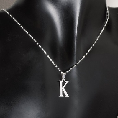 Srebrny łańcuszek z literką K