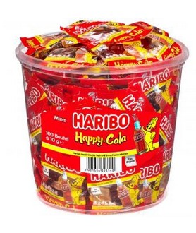 HARIBO MINI ŻELKI COLOWE BUTELECZKI 100SZT 1000g