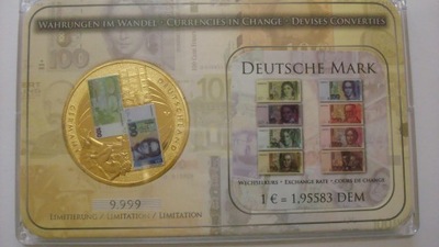 MEDAL Niemcy marka euro duży złocony