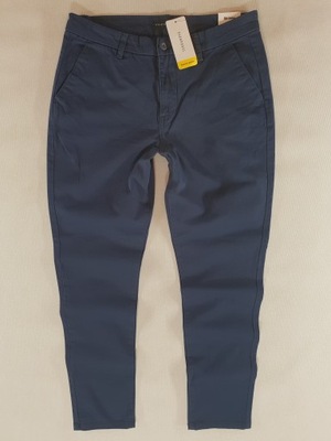 TERRANOVA granatowe spodnie slim chino elastyczne W30 78cm