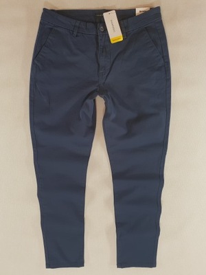 TERRANOVA granatowe spodnie slim chino elastyczne W33 86cm