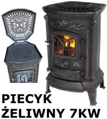 PIECYK ŻELIWNY 7KW CYGANEK MOC 70M2 WAGA 66KG PIEC