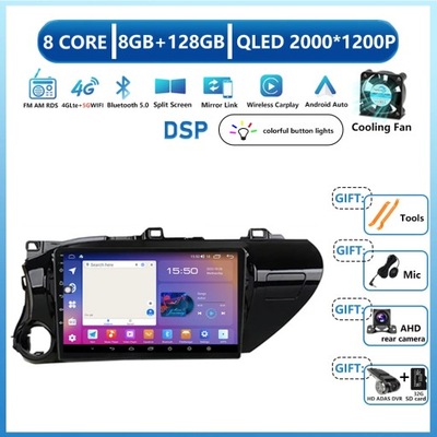 RADIO DE AUTOMÓVIL CON NAVEGACIÓN GPS ANDROID13 PARA TOYOTA HILUX REVO VIGO IMV 2016-2020  