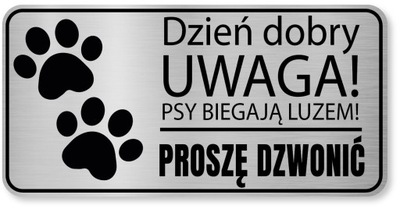 Tabliczka Uwaga pies - psy luzem