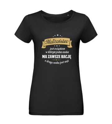 Koszulka damska MAŁŻEŃSTWO śmieszne koszulki z napisami prezent L