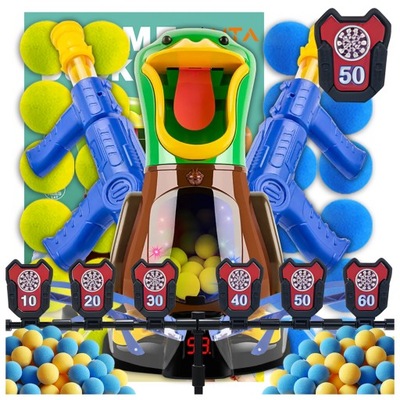 GŁODNA KACZKA XXL STRZELANIE DO CELU UCIEKA LED 2xPISTOLET OKULARY GRATIS