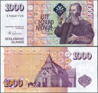 Islandia - 1000 koron 2001 (2009) * P59 * biskup Sveinsson
