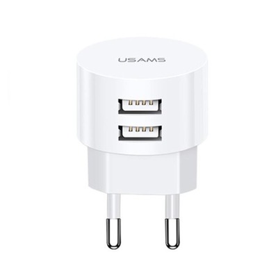 USAMS Ład. siec. 2xUSB T20 2,1A round (only head) biały/white Fast Charging