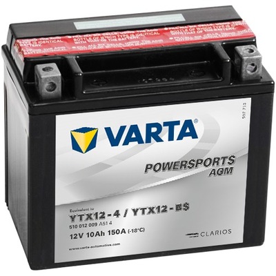 BATERÍA PARA MOTOCICLETA VARTA AGM YTX12-BS 12V 10AH  