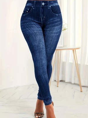 Legginsy Plus Size Z PEŁNYM NADRUKIEM, Damskie Elastyczne Legginsy Plus