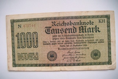 Banknot Niemcy 1000 Marek 1922 r. seria N