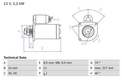 STARTERIS (12V, 2,2KW) TINKA DO: DS DS 3, DS 4, CITROEN BERLINGO, BE 