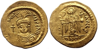 Bizancjum, Maurycjusz, solid, 583-602 AD, duży krążek