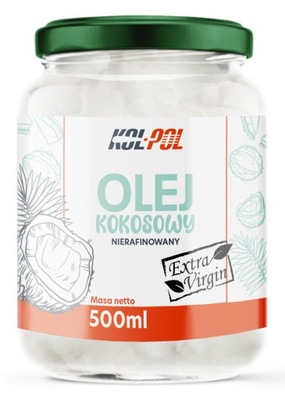 OLEJ KOKOSOWY NIERAFINOWANY 500ml Extra Virgin | KOL-POL