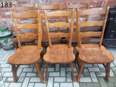 Krzesła dębowe drewniane 6 szt rustykalme ciężkie (183)