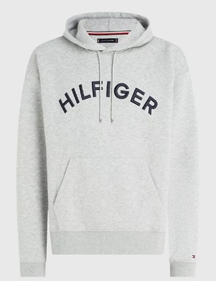 TOMMY HILFIGER bluza męska szara z kapturem I ŁUKOWATYM LOGO r. M