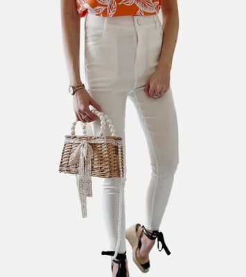 Hers Białe spodnie elastyczne damskie GG-99980 r. S