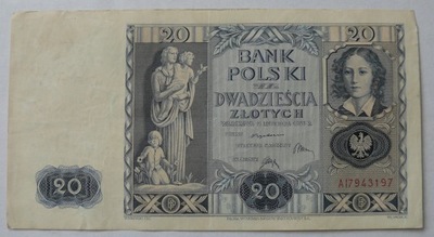 Banknot 20 zł 1936 r. Ser. AI