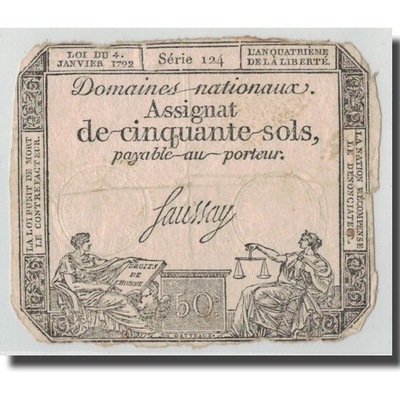 Francja, 50 Sols, 1792, Faussay, 1792-01-04, VF(20