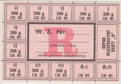 Kartka Żywnościowa R IX 1981