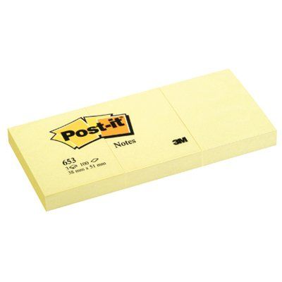 Bloczek samoprzylepny 3M Post-it 653, 38x51mm/3szt