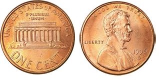 1 cent USA (1996) - A. Lincoln Mennica Denver