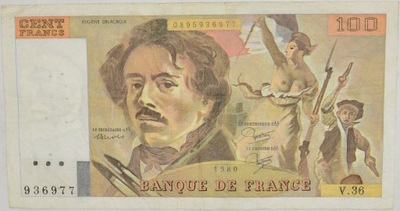 9.Francja, 100 Franków 1980, P.154.b, St.3+