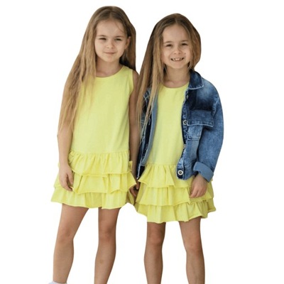 Żółta sukienka z falbankami Qba Kids 158