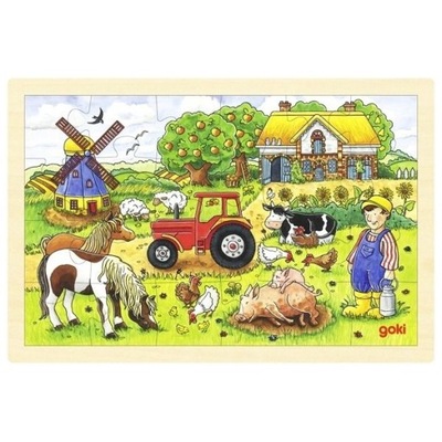 Puzzle drewniane układanka Farma 24 el. Goki