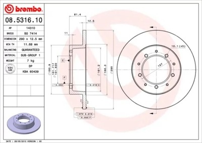 BREMBO 08.5316.10 DISCO DE FRENADO  