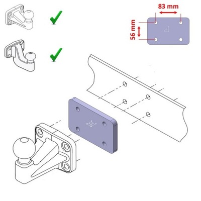 ADAPTADOR ZWIEKSZAJACY ODLEGLOSC AL 12 MM DE DIRECCIÓN 83X56MM DAL NISSAN NAVARA II 04-  