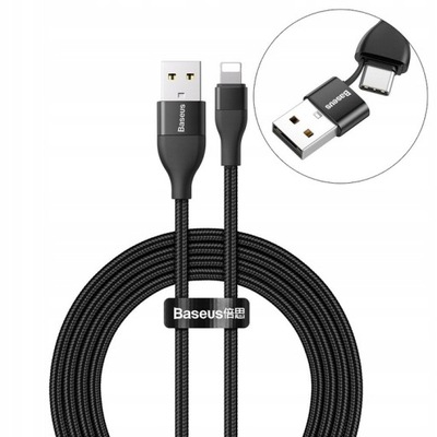 Baseus Kabel 2w1 Dual USB/USB-C na Lightning 1m