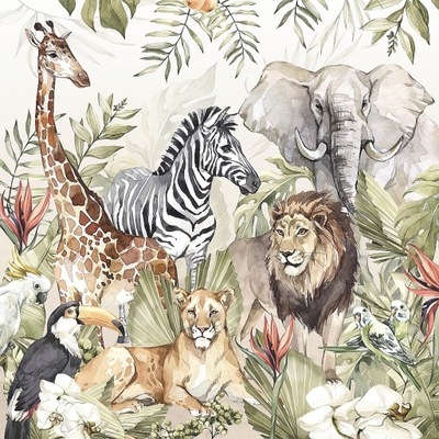 Fototapeta zwierzęta dżungla żyrafa słoń 150x150