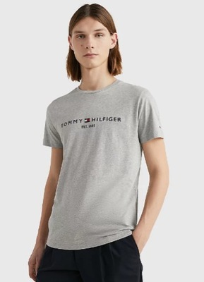 TOMMY HILFIGER T-SHIRT MĘSKI SZARY LOGO L 1SHE