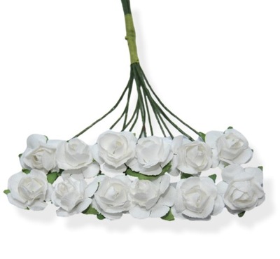 Różyczki Papierowe 12 szt róża biała