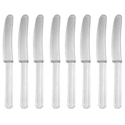Noże jednorazowe SREBRNE plastikowe mocne 10 szt