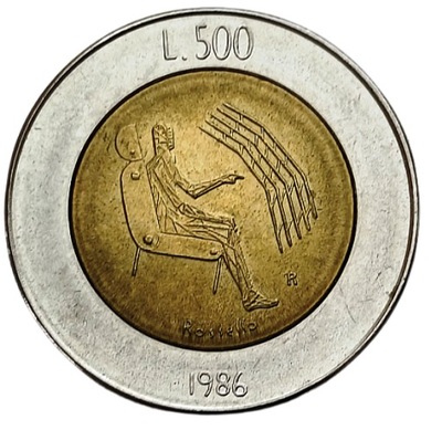 SAN MARINO 500 LIRE 1986 NOWE TECHNOLOGIE BIMETAL