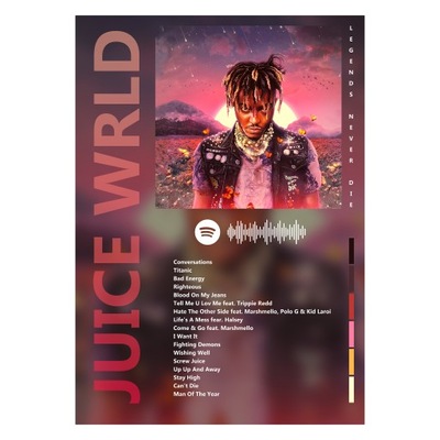 Plakat 42x29,7 A3 okładka albumu Juice Wrld Legends Never Die raper płyta